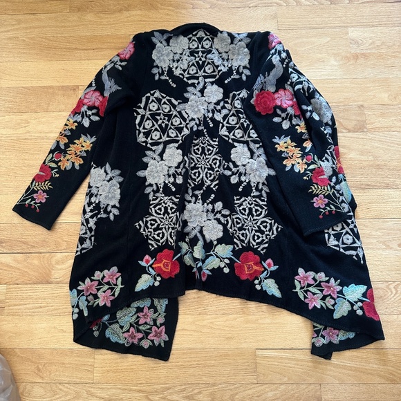 Johnny Was Biya Embroidered Floral Cardigan Sweater - Picture 2 of 3